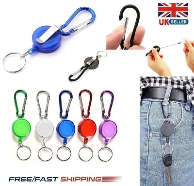 £2.39 • Buy Stainless Retractable Chain Key Ring Pull Recoil Keyring Heavy Duty Steel Clip