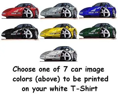 Chevy Corvette C4 1984-96 Cartoon Car T-shirt 7 Different Car Colors Sizes S-3XL • $11.95