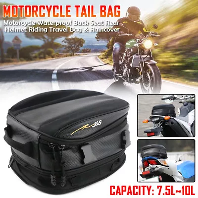 Motorcycle Rear Tail Seat Back Saddle Helmet Shoulder Carry Bag+Waterproof Cover • $28.50