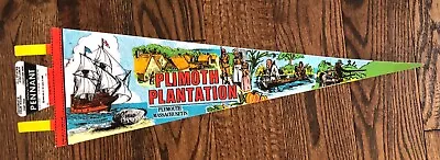 Plimoth Plantation Massachusetts Vintage Flag Pennant 8x26 MA Plymouth • $18.60