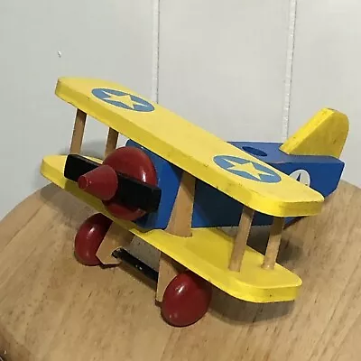 Vintage The Montgomery Schoolhouse Wooden BiPlane Airplane Made In Vermont • $12.95