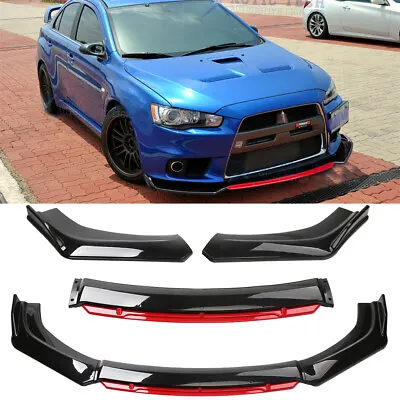 Front Bumper Red Lip Chin Spoiler Splitter For Mitsubishi Lancer EVO X 10 02-17 • $79.35