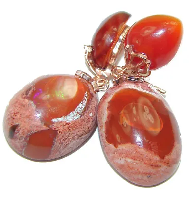 Vintage Style Authentic Mexican Fire Opal 18K Rose Gold Over .925 Sterling Silve • $168.80