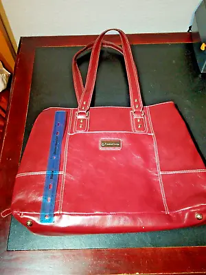 Franklin Covey Large Red Leather Organizer Shoulder Bag With Satchel Wallet • $14.75