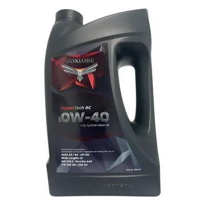 £19.50 • Buy Voxlube PowerTech RC SAE 0W-40 Fully Synthetic Engine Oil 5L