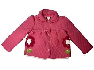 Gymboree Smart And Sweet Pink Quilted Flower Jacket Coat 4T 5T RARE HTF • $26.95