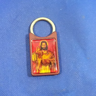 Vintage Keychain Jesus Sacred Heart Walls Mississippi Plastic Keyring • $2.38