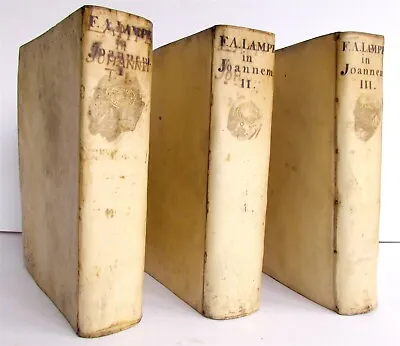 1724-26 3 VOLUMES BIBLE COMMENTARIES Evangelii Secundum Joannem Antique VELLUM • $599.99