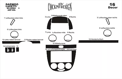 3D Cockpit Decor For Daewoo LACETTI From Year Of Construction 04/2004 16 Parts • $86.46