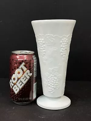 Milk Glass Vase Vintage Indiana Colony Harvest Grape Footed 7 3/4” • $10.96