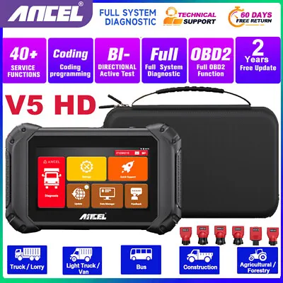 ANCEL V5 HD Heavy Duty Truck Full System Diagnostic Tool DPF Reset OBD2 Scanner • $519.99