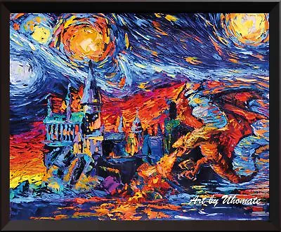 Harry Potter Inspired Dragon Hogwarts Castle Van Gogh Starry Night Decor A002 • $22.99