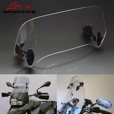 Motorcycle Adjustable Clip On Windshield Extension Spoiler Wind Deflector Clear • $30.99