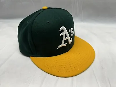 Oakland A's Hat Cap New Era Size 7 1/4 Fitted Green Official On Field Green • $18