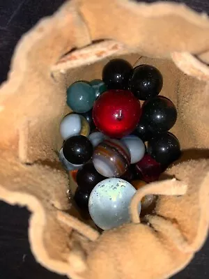 Vintage Marbles Game Set (29 Marbles And Pouch) • $19