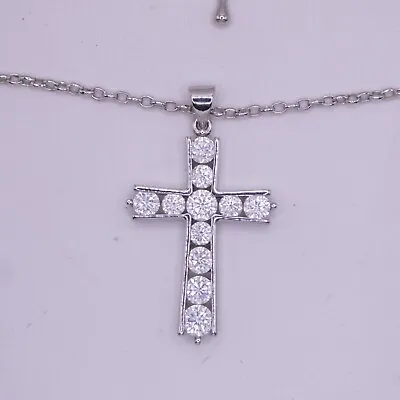 Montana Silversmiths Crystal Cross Necklace Signed 18 Inch Chain  • $34