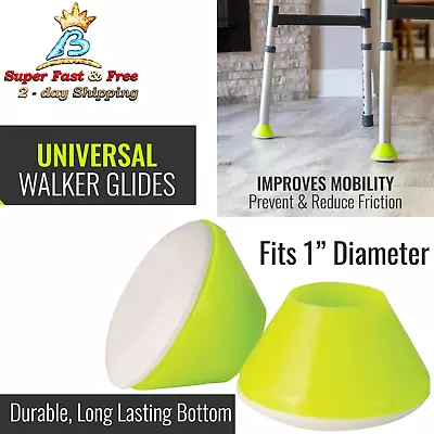 Walkers Auto Glides Walker Glides Fits Rollator Legs Safety Coaster Feet Pad 2pc • $14.68