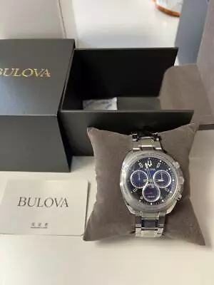 [New And Unused] Watch Bulova 96A185CURV Blue Dial Curved Chronograph Movement • $422.40