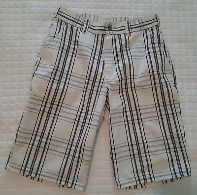 Dickies Men's Size 30 Long Bermuda Shorts Cell Pocket Black White Plaid • $12