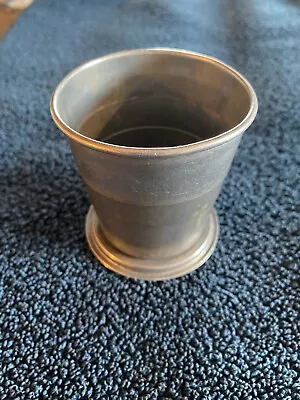 Vintage Folding Tin Metal Collapsible Drinking Camping Fishing Aluminum Cup • $8.99