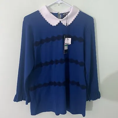 Karl Lagerfeld Blue Sweater With White Collar Large New With Tags • $35