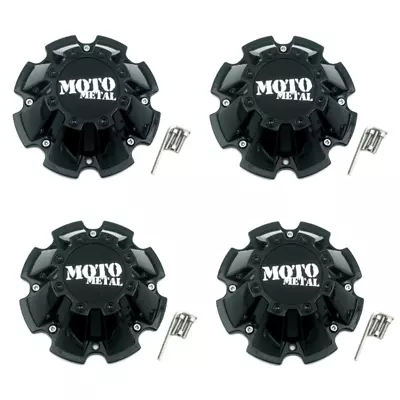 Set Of 4 Moto Metal Gloss Black 8 Lug Center Cap Fits MO962 MO200 M793BK01 CAP M • $124