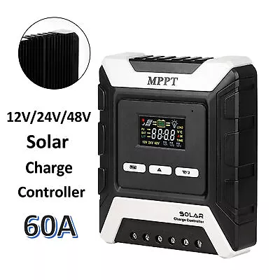 12/24/48V 60A MPPT Solar Charge Controller Panel Battery Regulator Dual USB UK • £58.79