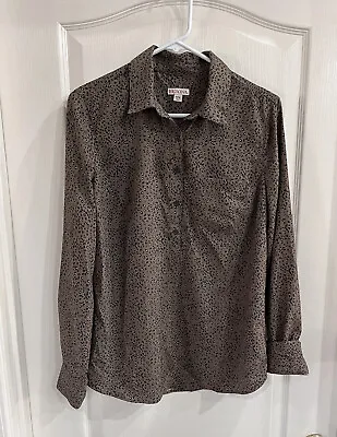 Merona Women's Long Sleeve Button Up Blouse Animal Print 100% Polyester Size M • $8.95