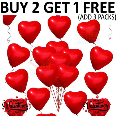 £14.89 • Buy 100 RED & WHITE HEART SHAPE LOVE BALLOONS Wedding Party Valentines Father Day UK