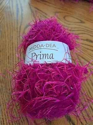   Moda Dea Prima Novelty Yarn 1.76  Oz 72 Yards Each Raspberry  Eyelash. • $4