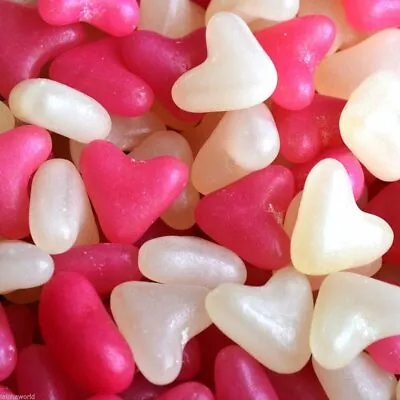 Pink & White Love Heart Jelly Beans Retro Sweets Favours LOVE VALENTINES WEDDING • £4.21