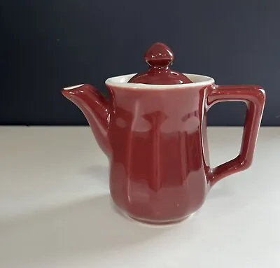 Vintage Hall Pottery China Teapot Maroon Ruby Red 5 Inches Single Serve • $12.95