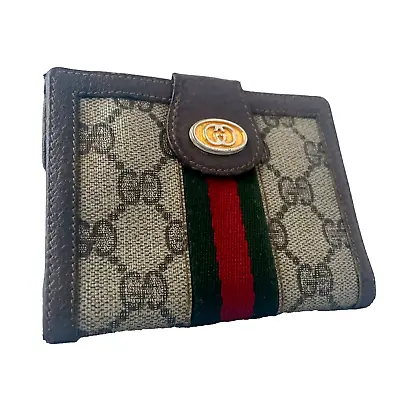 Vintage Gucci Sherry Line Bifold Wallet Purse GG PVC Leather Auth From JAPAN 047 • $159.99