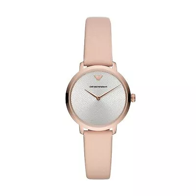 Womens Wristwatch EMPORIO ARMANI MODERN SLIM AR11160 Leather Pink Gold Rose • $243.21