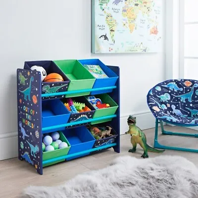 Kids Dinosaur 9 Tub Storage Drawers Perfect Organiser Kid Clothes Crafts & Toys • £37.99