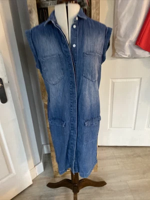 £3.50 • Buy Next Size 10 Denim Dress Button Front Short Sleeve