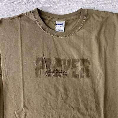 Y2K Martin Co Guitars Spell Out T Shirt Large Vintage Tan Musician Band • $18.95