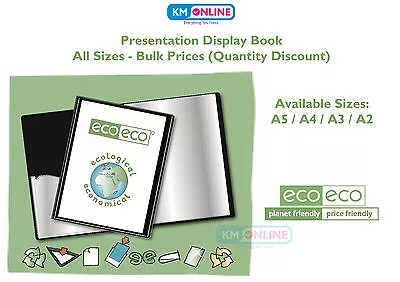 A5/A4/A3/A2 BLACK PRESENTATION DISPLAY BOOK FOLDER 20/40/60 POCKET Eco Recycled • £116.04