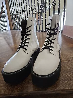 Divided H&m White/black Gothicpunk Chunky Platform Lace Up Boots ( Sz: 9.5) • $19.95