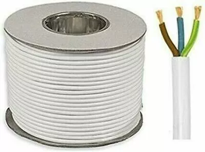 White 3 Core Flex 0.5mm 0.75mm 1.0mm 1.5mm 2.5mm Mains Wire Cable Electric 3183Y • £159.99