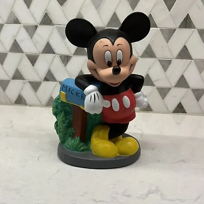 Vintage Mickey Mouse Piggy Bank Leaning On Mailbox Hard Plastic • $15