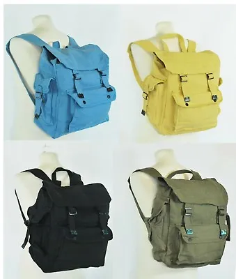 Large Strong Canvas Rucksack/Backpack Laptop Satchel Bag Blue/Yellow/Green/Black • £39.95