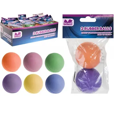£5.95 • Buy Pack Of 2 Rubber Dog Balls Solid Colour High Bounce Bite Resistant Durable 6cm 