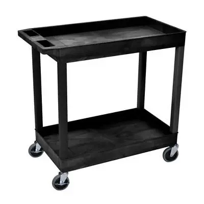 Tool Storage Utility Cart Ergonomic Push Handle 2-Tub Plastic Shelves Legs Black • $93.24