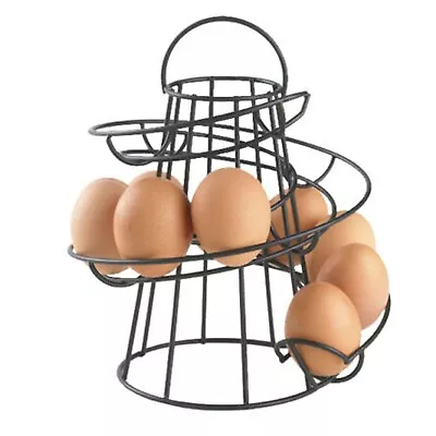 Black Kitchen Storage Spiral Helter Skelter Egg Holder Stand Rack Holds 18 Eggs • £8.95