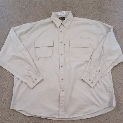 Wrangler Shirt Mens 2XL Beige Roll Tab Long Sleeve Button Up Breathable Pockets • $15.10