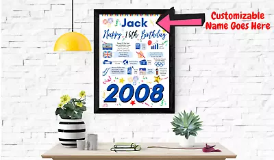 16TH Birthday Present | 2008 The Year You Were Born Poster | Personalised Gift • £4.95