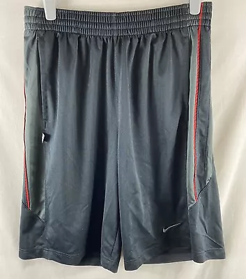 Mens Nike Shorts Large Size L Black Red Sports Gym Running Basketball Loose Fit • £7.95