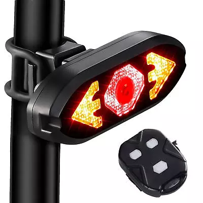 Bike Tail Light LED USB Turn Signals Rear Bicycle Alarm Kit Remote Control • $16.91