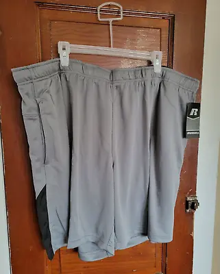 NWT RUSSELL Men's 3XL 48-50 Gray Elastic Waist Inner Drawstring Core Dri Shorts • $10.95